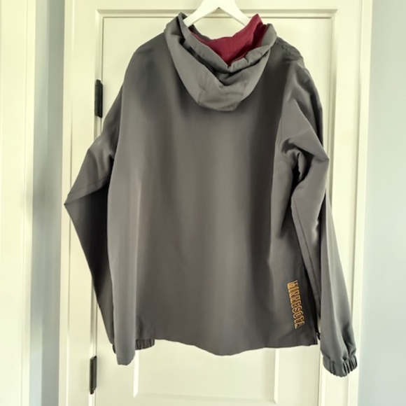 Men MN Minnesota Gophers Gray Pullover Embroidered Logo 1/4 Zip Lightweight Hood - Picture 5 of 10